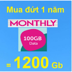 100Gb/tháng - Mua đứt 1 năm (miễn phí tháng)